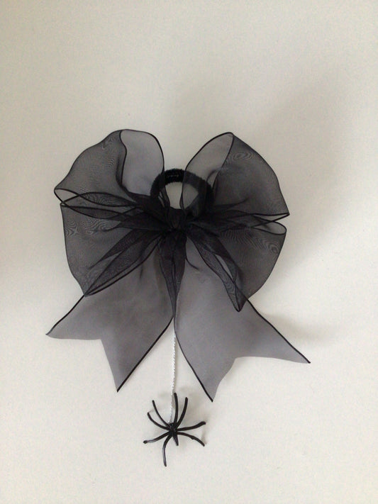 Halloween black bow with spider. PACK OF TWO